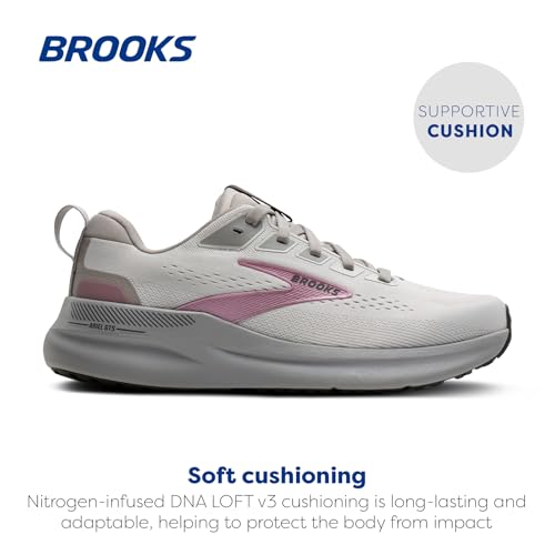 Brooks Women’s Ariel GTS 26 Supportive Running & Walking Shoe - Oyster Mushroom/Alloy/Pink - 9 Medium
