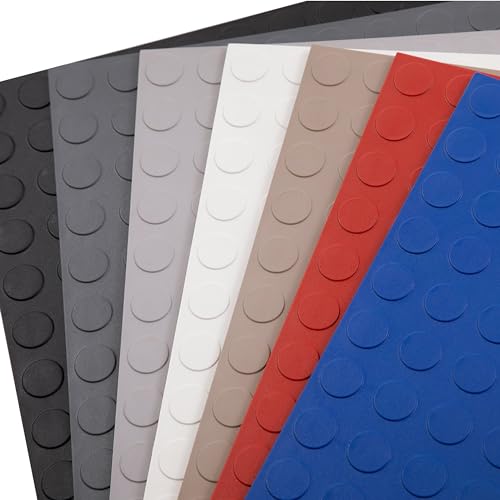 FlooringInc's 4.5mm Flex Nitro Hidden Interlocking Garage Floor Tiles, Flexible PVC Garage Tiles Flooring for a Stronger & Safer Garage, Workshop or Shed, Coin, Light Gray, 4 Tiles (20.5"x20.5")