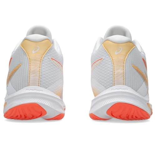 ASICS Women's Netburner Ballistic FlyteFoam Mid Top 4 Volleyball Shoes, 7.5, White/Vivid Coral
