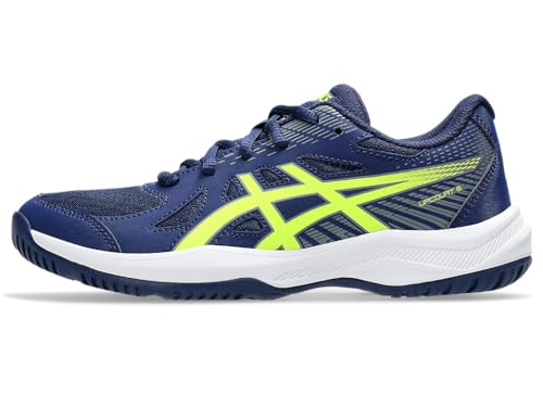 ASICS Kid's Upcourt 6 Grade School Volleyball Shoes, 2, Blue Expanse/Safety Yellow