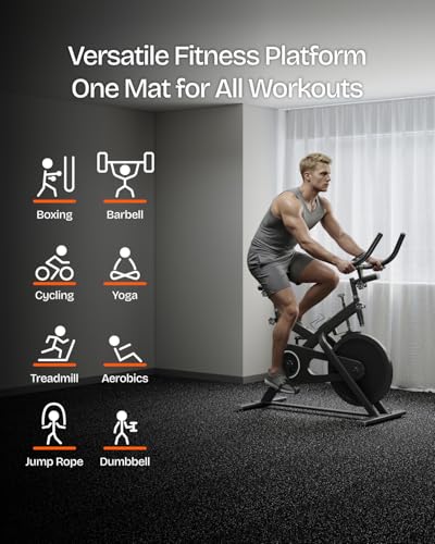 VIVALUZ 0.6" Thick 48 Sq Ft Rubber Top Gym Flooring Mats for Home Gym