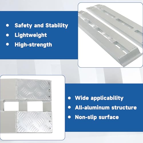 2PCS 60 Inch x 12 Inch Aluminum Trailer Loading Ramps - 6000 lbs Capacity with Beavertail Hook End