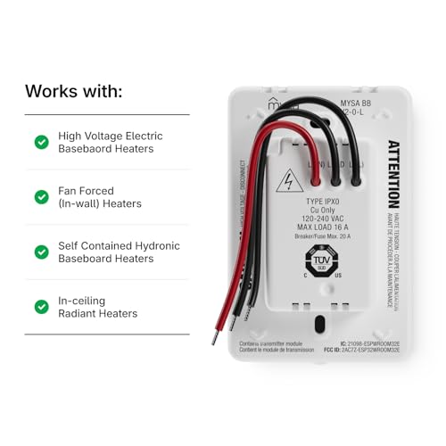 Mysa Smart Thermostat LITE for Electric Baseboard Heaters | Save Up to 26% on Heating | WiFi Programmable | 7-Day Scheduling | HomeKit, Alexa, Google | 120V-240V