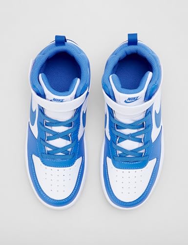 Nike Little Kids' Court Borough Mid 2 Shoes, White/Blue Crystal-Blue Crystal-White, 13C