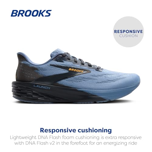 Brooks Men’s Launch 11 Neutral Running Shoe - Country Blue/Ebony/Orange - 8.5 Medium