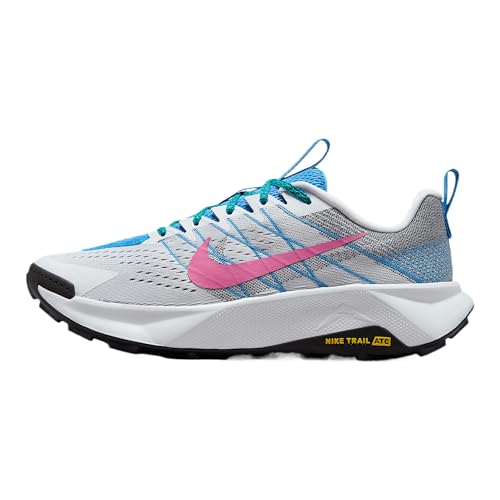 Nike Wildhorse 10 Men's Trail Running Shoes (FV2338-100, White/Black/University Blue/Playful Pink) Size 14