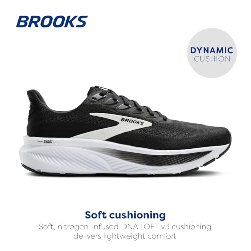 Brooks Men’s Ghost 17 Neutral Running Shoe - Black/Grey/White - 9.5 Medium