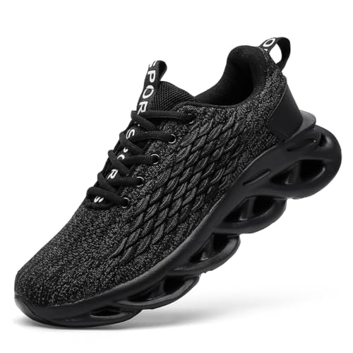 HOMASS Mens Walking Shoes Tennis Casual Fashion Running Sneakers Black