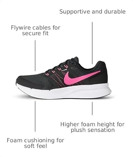 Nike Women's Run Swift 3 Road Running Shoes, Black/Hyper Pink-White, 8