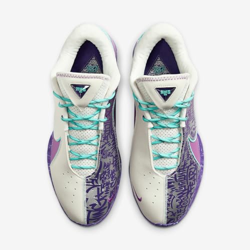 Lebron XXII “Mogul” Basketball Shoes (HV8454-001, Soft Pearl/Vivid Purple/Court Purple/Hyper Turquoise) Size 10.5