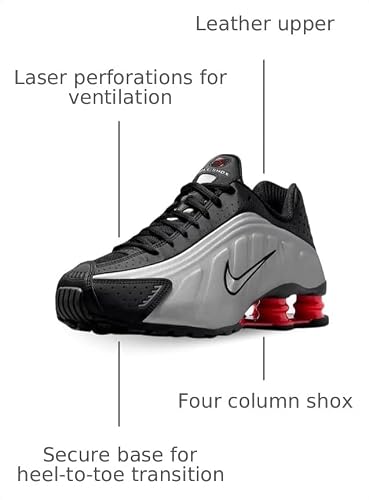 Nike Shox R4 Women's Shoes (Black/Light Crimson/Metallic Silver) Size 7.5