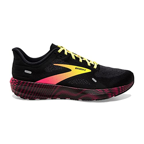 Brooks Men’s Launch 9 Neutral Running Shoe - Black/Pink/Yellow - 9.5 Medium