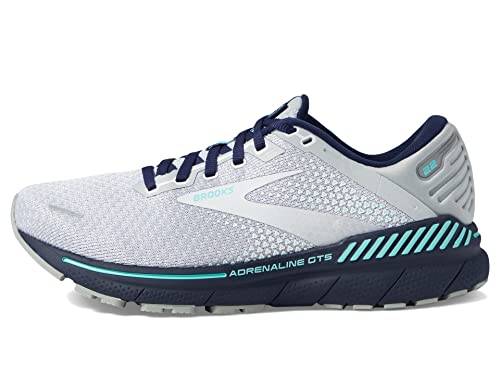 Brooks Women's Adrenaline GTS 22 Supportive Running Shoe - Grey/Peacoat/Aruba - 11 Medium