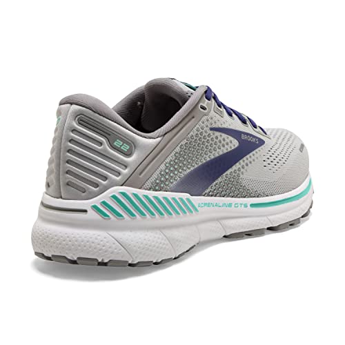 Brooks Women's Adrenaline GTS 22 Supportive Running Shoe - Alloy/Blue/Green - 6.5 Medium