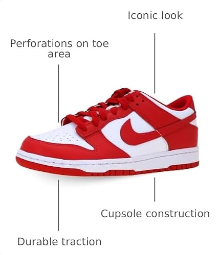 Nike Dunk Low GS in White & University Red
