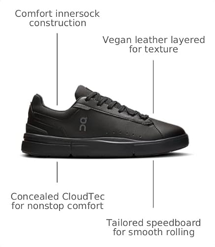 On Women's The Roger Advantage, Black/Black 8 M
