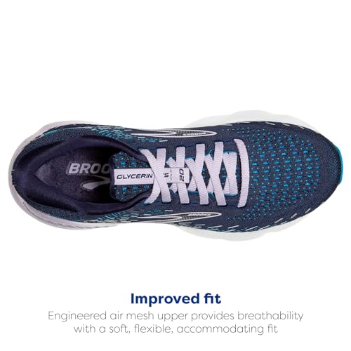 Brooks Women's Glycerin GTS 20 Supportive Running Shoe - Peacoat/Ocean/Pastel Lilac - 8.5 Medium
