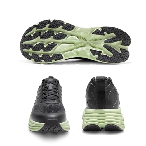 NORTIV 8 Men's Walking Running Tennis Cushioning Shoes ActiveFloat Non Slip Athletic Gym Workout Jogging Comfortable Sneakers,Size 11,Black/Green,SNWS245M