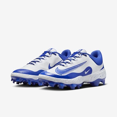 Nike Alpha Huarache Elite 4 Low MCS Men's Baseball Cleats (FD6255-106, White/Hyper Royal) Size 10.5