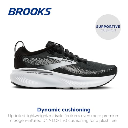 Brooks Men’s Adrenaline GTS 25 Supportive Running & Walking Shoe - Black/Grey/White - 11.5 Medium