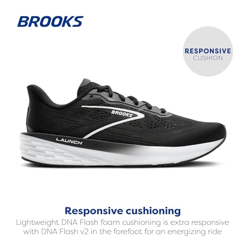 Brooks Men’s Launch 12 Neutral Running Shoe - Black/Grey/White - 11 Medium