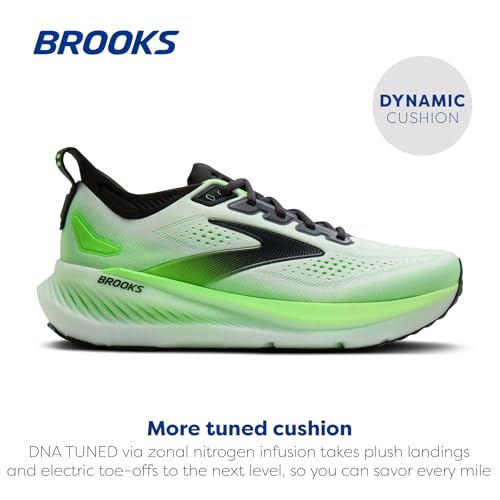 Brooks Men’s Glycerin 23 Neutral Running Shoe - White/Phantom/Green Gecko - 10.5 Medium