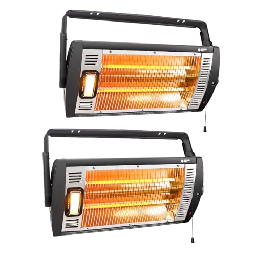 BEYOND HEAT Electric Garage Heater 120V, 1500W Radiant Space Heater, 2-Pack