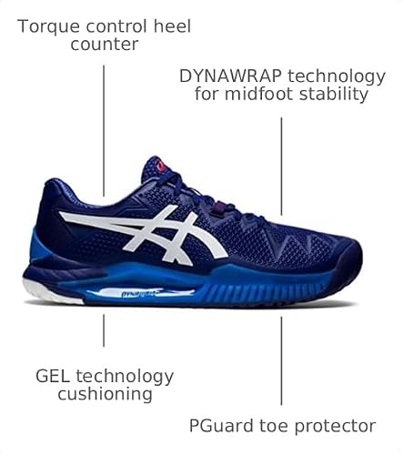 ASICS Men's Gel-Resolution 8 Tennis Shoes, 14, Dive Blue/White