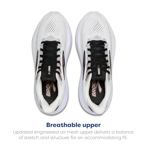 Brooks Women’s Ghost 17 Neutral Running Shoe - White/Black/Rose Gold - 8 Medium