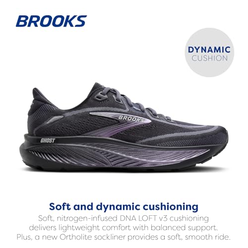 Brooks Women’s Ghost 18 Neutral Running & Walking Shoe - Ebony/Folkstone/Metallic - 9 Wide