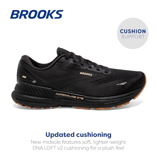 Brooks Men’s Adrenaline GTS 23 Supportive Running Shoe - Black/Cream/Biscuit - 7.5 Wide