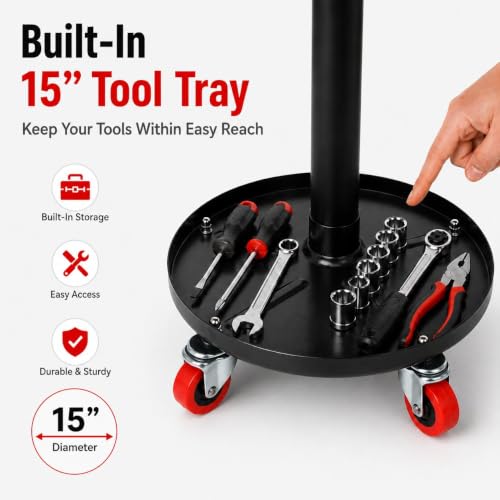PowerSmart 330 lbs Capacity Pneumatic Roller Seat with Wheels, Adjustable Rolling Mechanic Stool with Tool Tray, Hydraulic Garage Shop Stool, Swivel Creeper Seat for Automotive Repair