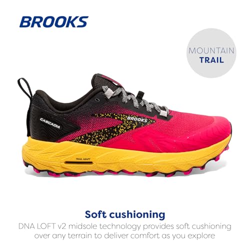 Brooks Women’s Cascadia 17 Trail Running Shoe - Diva Pink/Black/Lemon Chrome - 6 Medium
