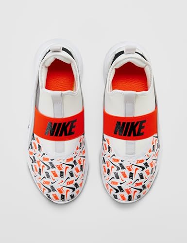 Nike Little Kid's Flex Runner 4 AOP, White/Black-Safety Orange-Vast Grey, 2Y