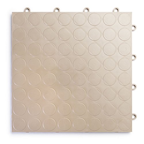 Big Floors RaceDeck Garage Floor Tiles, Interlocking Garage Flooring, CircleTrac Non-Slip Heavy-Duty Copolymer Modular Tile, Easy Install (Beige, 24 Pack of 12 x 12" Tiles, 24 Sq Ft)