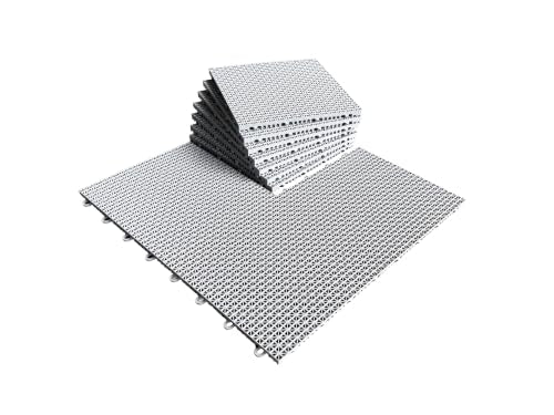 Big Floors DuraGrid Deck Tiles, Interlocking Outdoor Tiles for Patio, Self-Draining, UV-Resistant, Water-Resistant Modular Flooring, Easy Install, 40 Pack, Beige