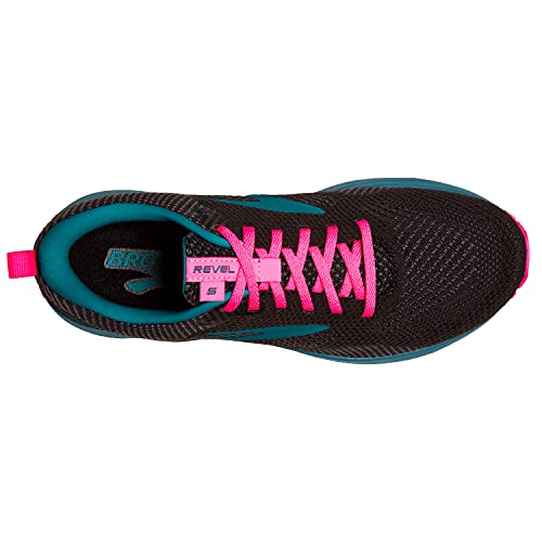 Brooks Women's Revel 5 Neutral Running Shoe - Black/Blue/Pink - 5.5