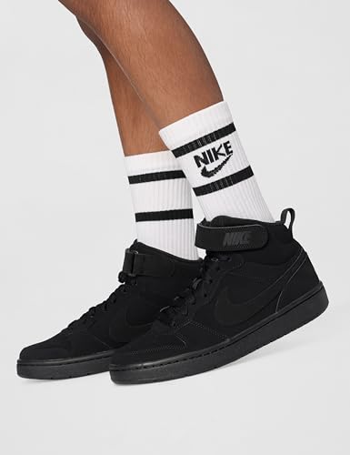 Nike Big Kid's Court Borough Mid 2 Lifestyle Shoes, Black/Black-Black, 5Y
