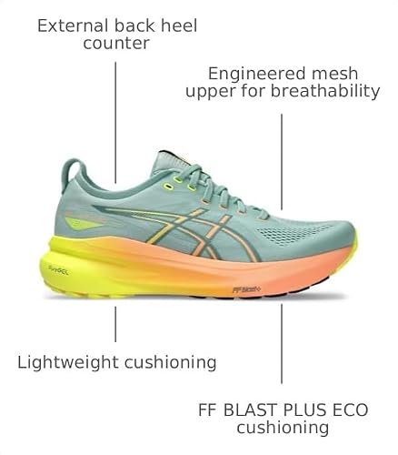 ASICS Men's Gel-Kayano 31 Running Shoes, 13, Light Celadon/Safety Yellow