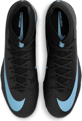 Nike Mercurial Superfly 10 Academy Turf High-Top Soccer Shoes (Black/Ice Blue) Size 12