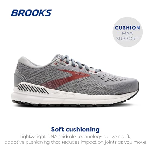 Brooks Men's Addiction GTS 15 Supportive Running Shoe - Grey/Ebony/Chili Oil - 7 Narrow