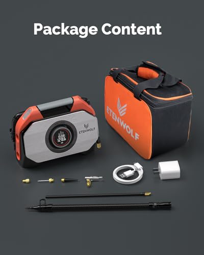 ETENWOLF VORTEX S6 Tire Inflator Portable Air Compressor, Cordless Air Pump