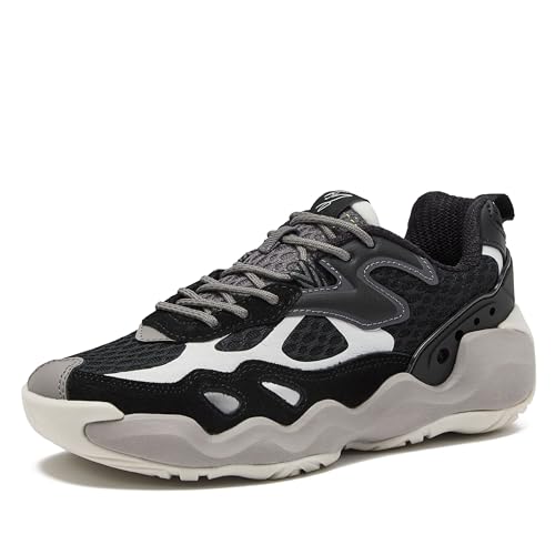 SHAQ Reign Kids Basketball Shoes for Boys and Girls, Kids and Youth High Top Boys Sneakers Size 11 to 7 Little or Big Kid Shoes - Black/Light Grey, 4 Big Kid