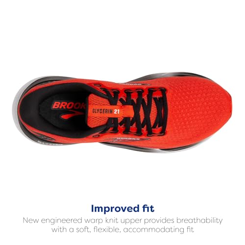 Brooks Men’s Glycerin 21 Neutral Running Shoe - Grenadine/Salsa/Black - 8 Medium