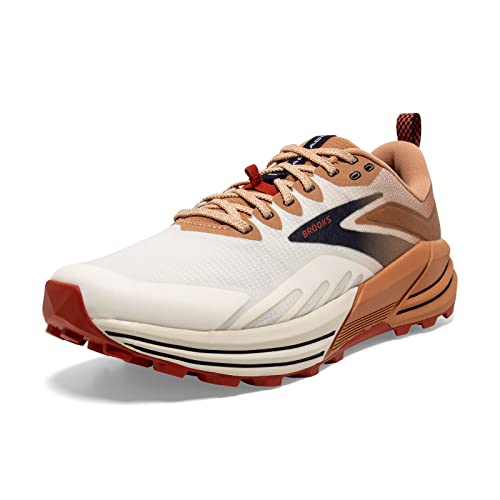 Brooks Men's Cascadia 16 Trail Running Shoe - White/Biscuit/Rooibos - 7.5 Medium