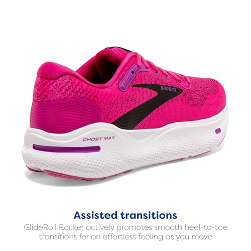 Brooks Women’s Ghost Max Cushion Neutral Running & Walking Shoe - Pink Glo/Purple/Black - 7 Medium