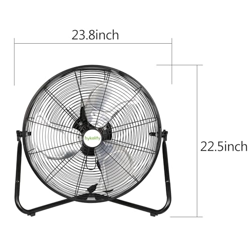 hykolity 4600 CFM 20" High Velocity Floor Fan, 3-Speed Heavy Duty Metal Fan with Wall-Mounting System, Industrial Shop Fan for Commercial, Garage, Greenhouse, 2 Pack