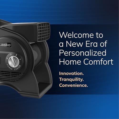Lasko High Velocity Portable Utility Fan - Adjustable Air Mover Blower Fan for Bedroom, Office Desk, Garage, and Home - With 2 Outlets 120V - 3 Speeds - U12104 - 12" Tall - Black