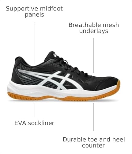 ASICS Women's Upcourt 6 Volleyball Shoes, 7.5, Black/White