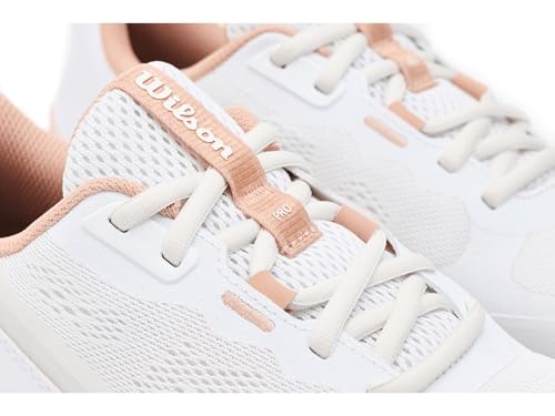 WILSON Intrigue Pro Women's Tennis Shoe - White/Cameo Rose/Gum, Size 5.5